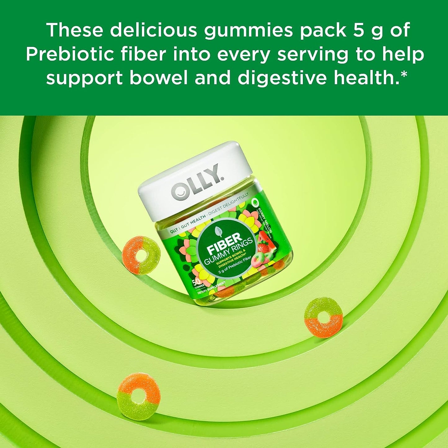 OLLY Fiber Gummy Rings,  Berry Melon 50ct