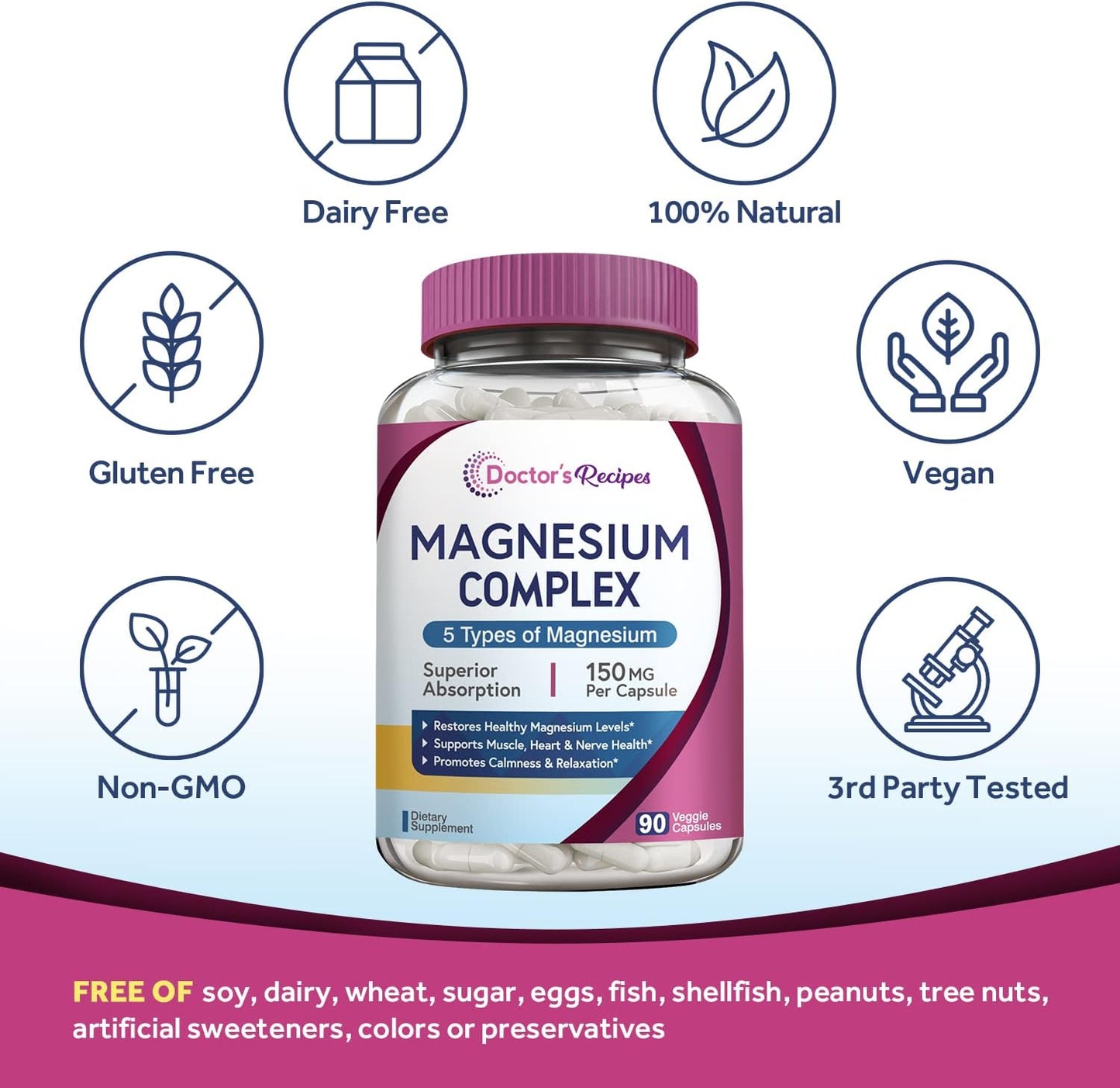 Doctor's Recipes Magnesium Complex,Magnesium Glycinate, 90 capsules