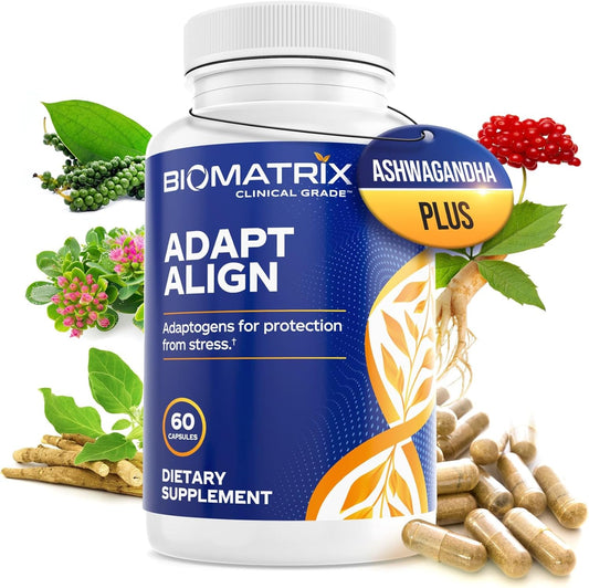 BioMatrix Adaptogen Supplement w/Ashwagandha, L-Theanine, Rhodiola -  60 Capsules