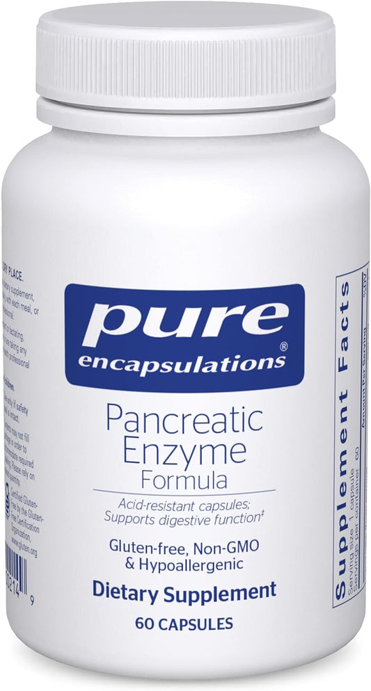 Pure Encapsulations Pancreatic Enzyme Formula - Digestive Enzymes for Digestion - Strengthens Gut Health - 60 Capsules