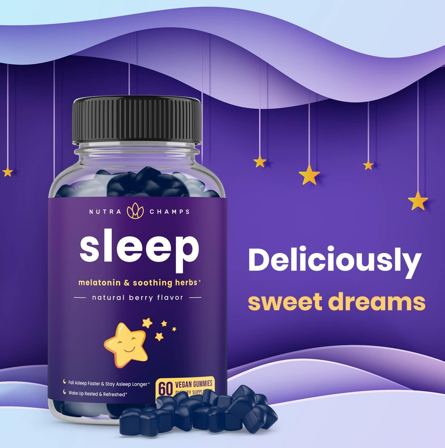 NutraChamps Sleep Gummies for Adults & Kids 60 Gummies