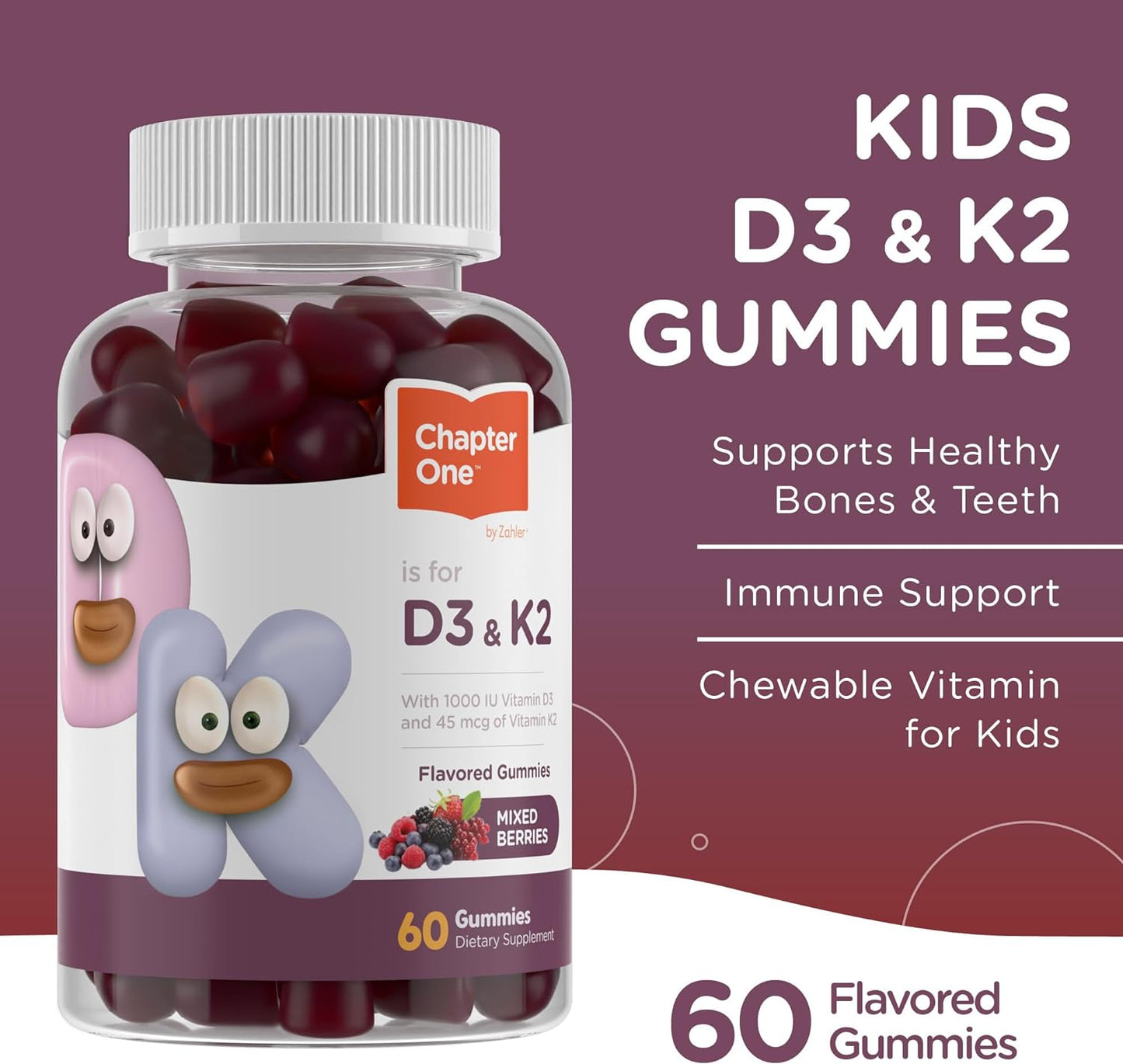 Zahler Chapter One Vitamin D3 K2 60  Gummies