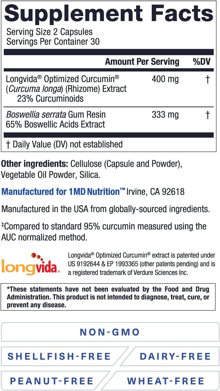 1MD Nutrition CurcuminMD Plus 285x More Absorbable 60 Capsules