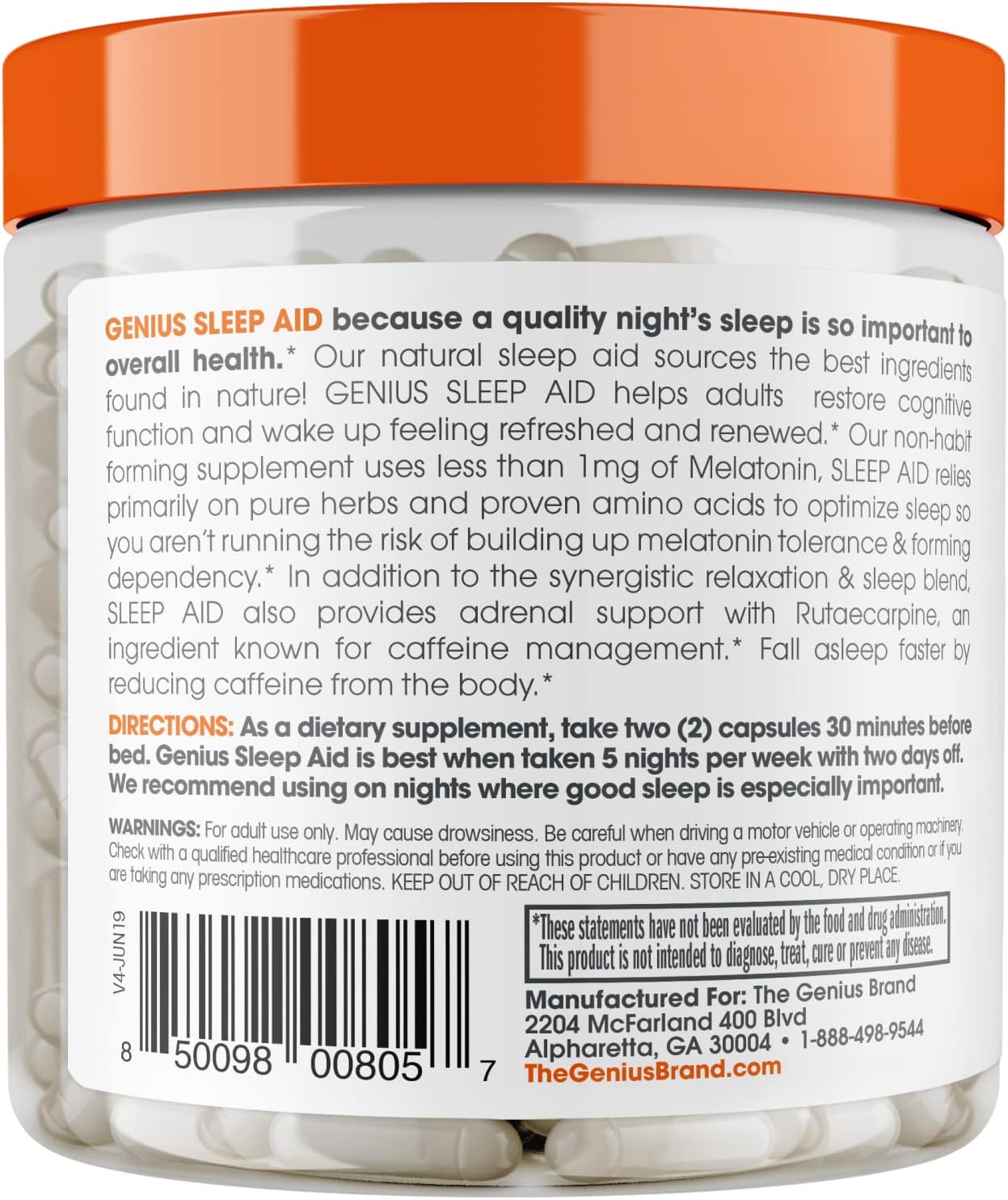 Genius Sleep AID - Smart Sleeping Pills Supplement 40 count