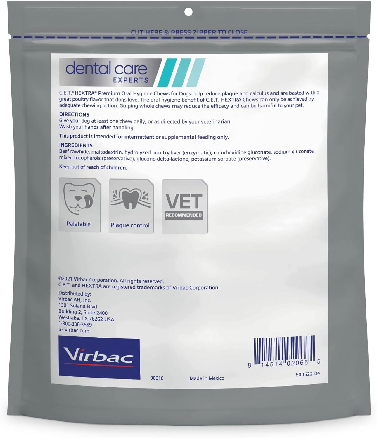 Virbac C.E.T. HEXtra Premium Oral Hygiene for Dogs, 26-50 lbs.