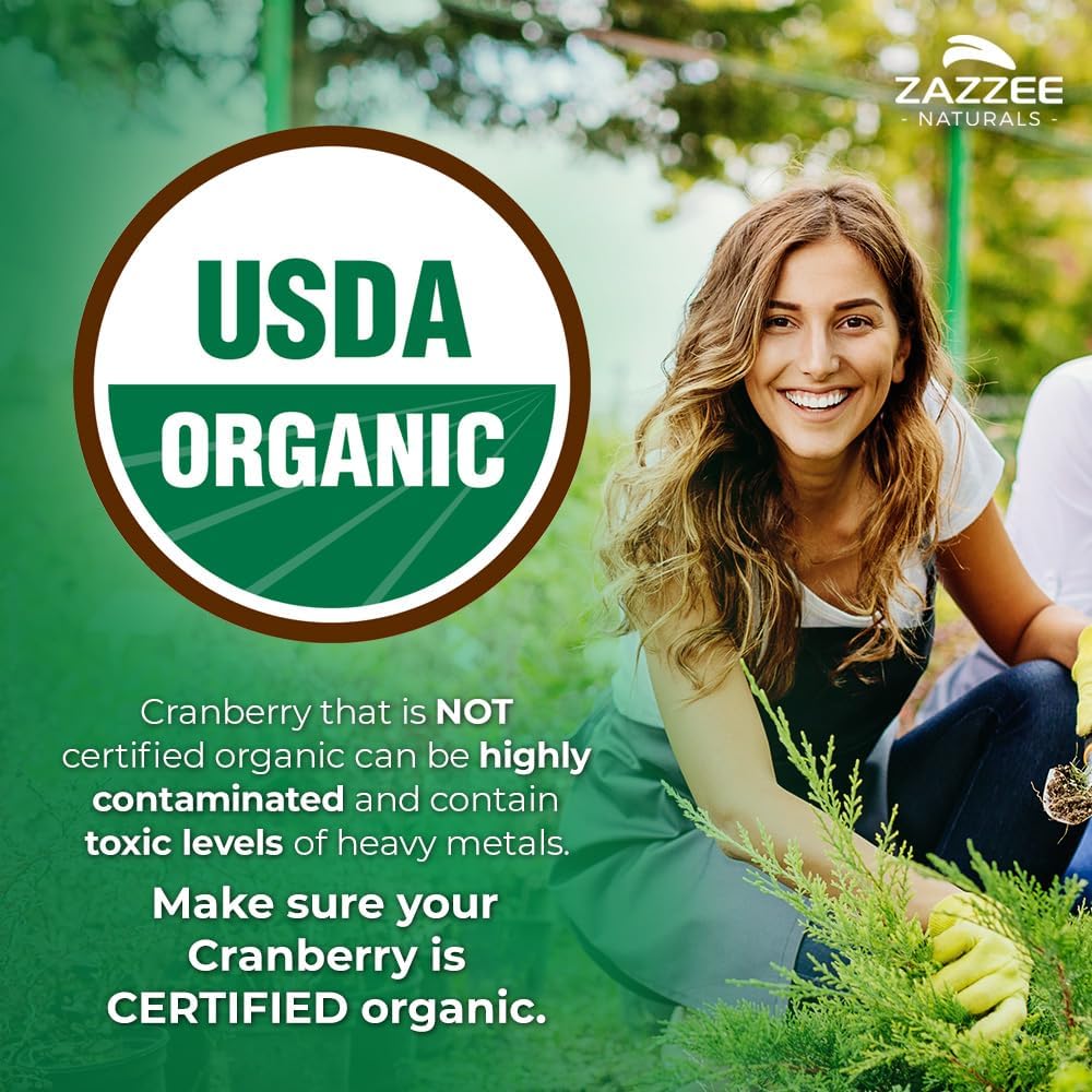 Zazzee USDA Organic Cranberry 25:1 Extract,100 Vegan Capsules