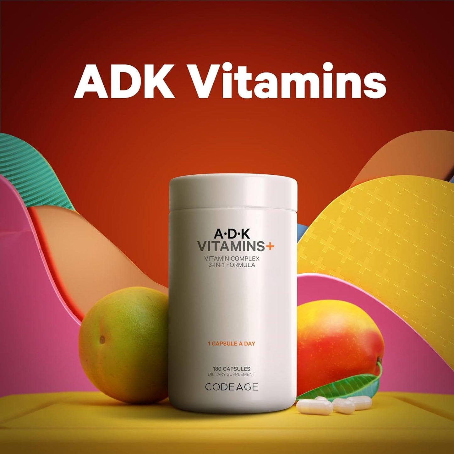 Codeage ADK Vitamins  K1 & K2 Vitamin A 180 Capsules