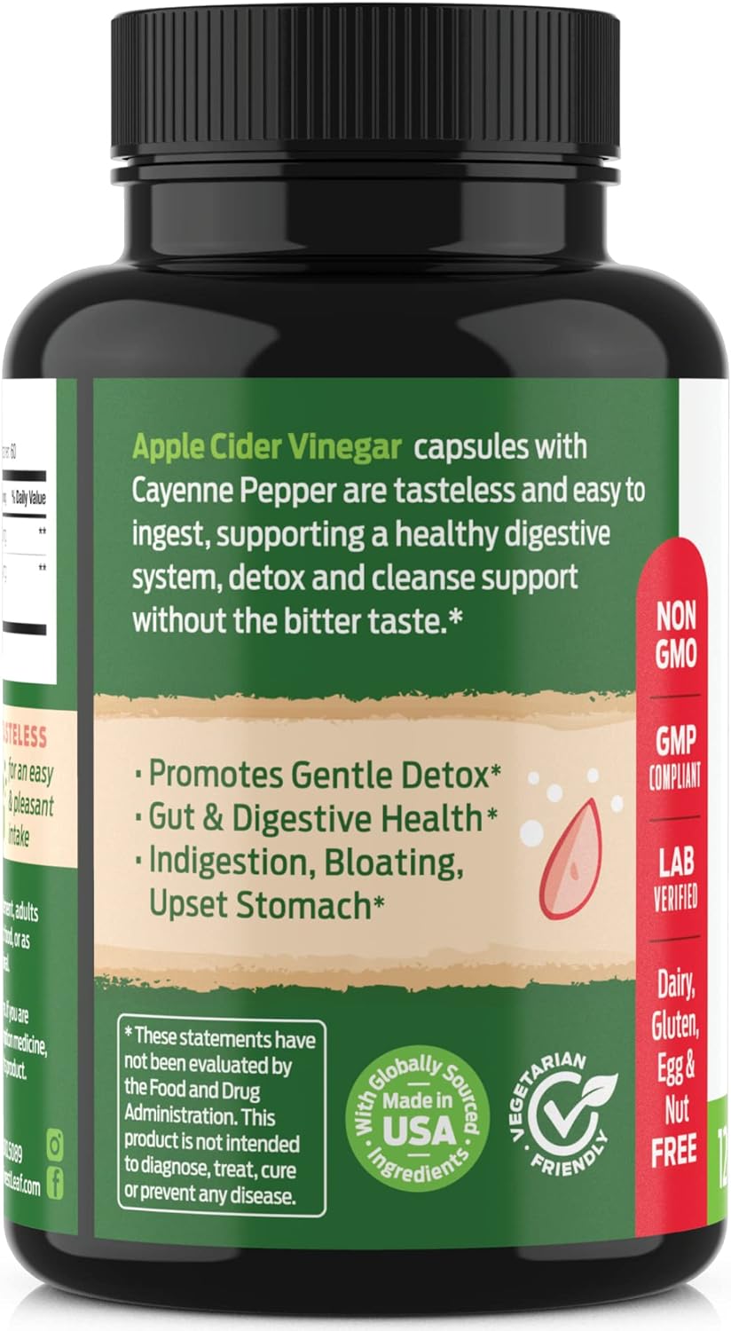 ForestLeaf - Apple Cider Vinegar Capsules with Cayenne Pepper Powder 1200mg - 120 count