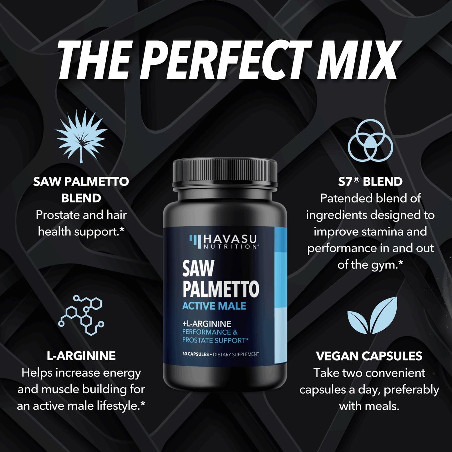 Saw Palmetto for Men with L Arginine Supplement  60 count