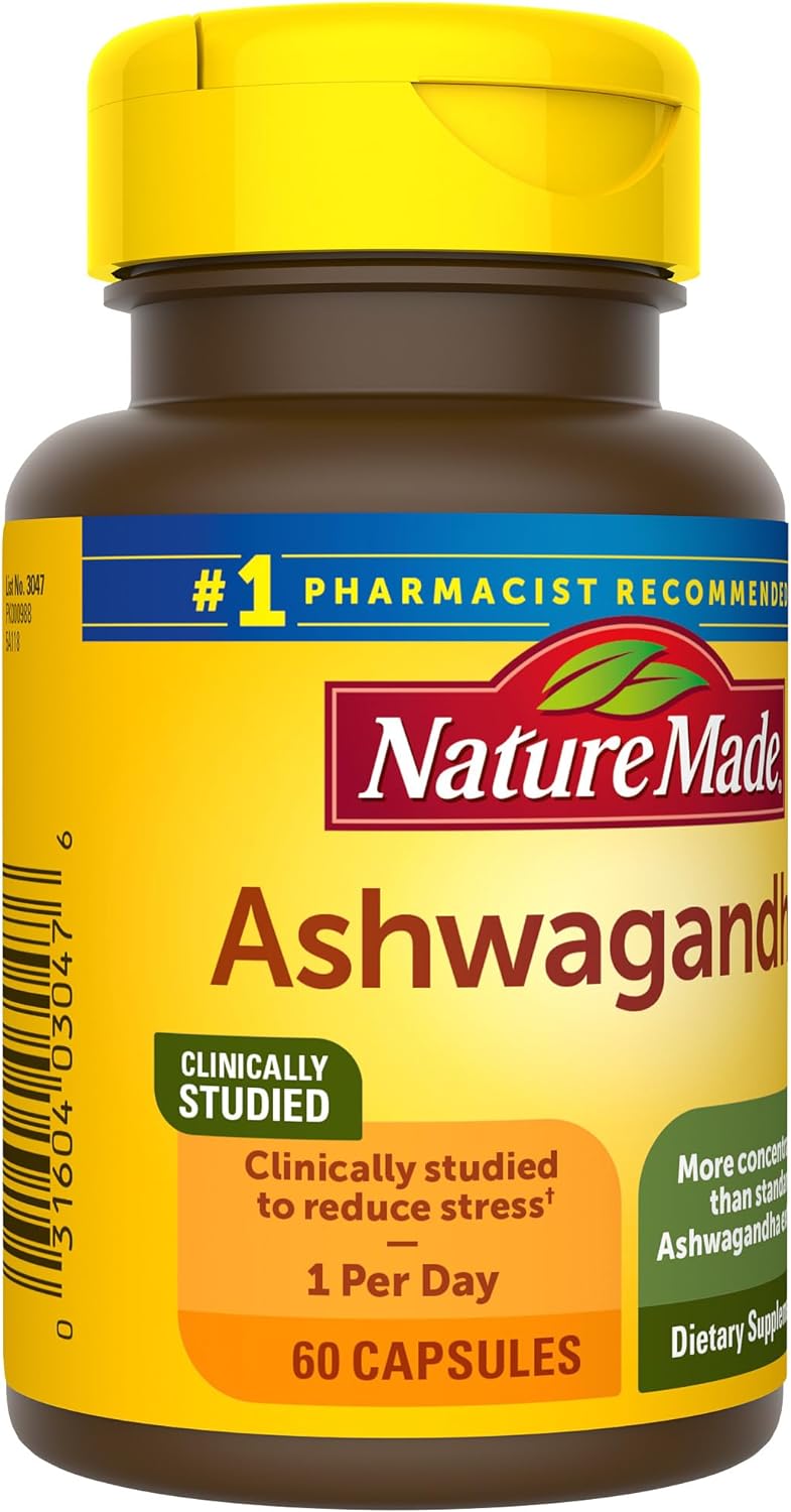 Nature Made Ashwagandha Capsules 125mg for Stress Support, 60 Capsules