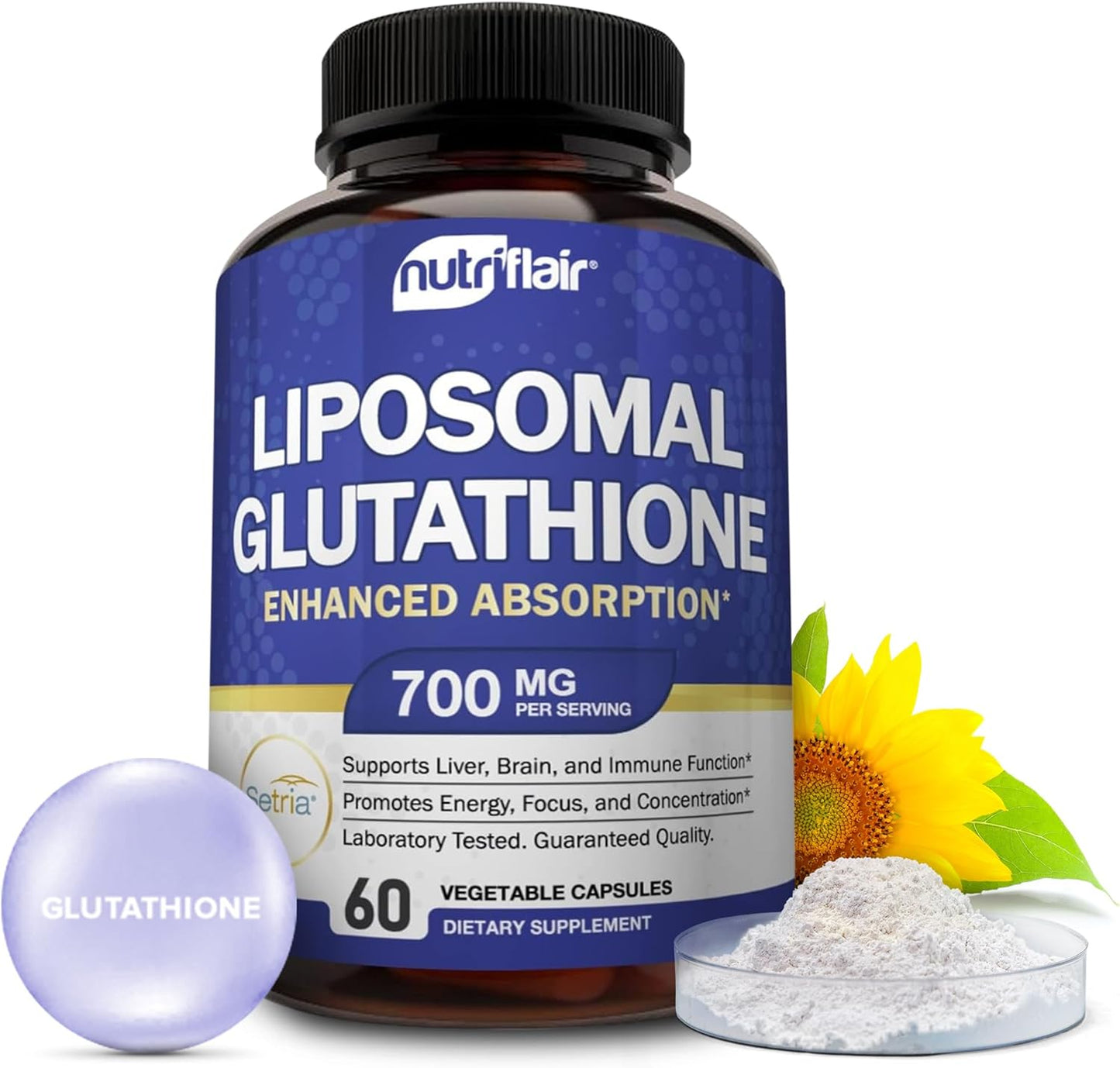 NutriFlair Liposomal Glutathione Supplement Setria® 700mg - 60 count