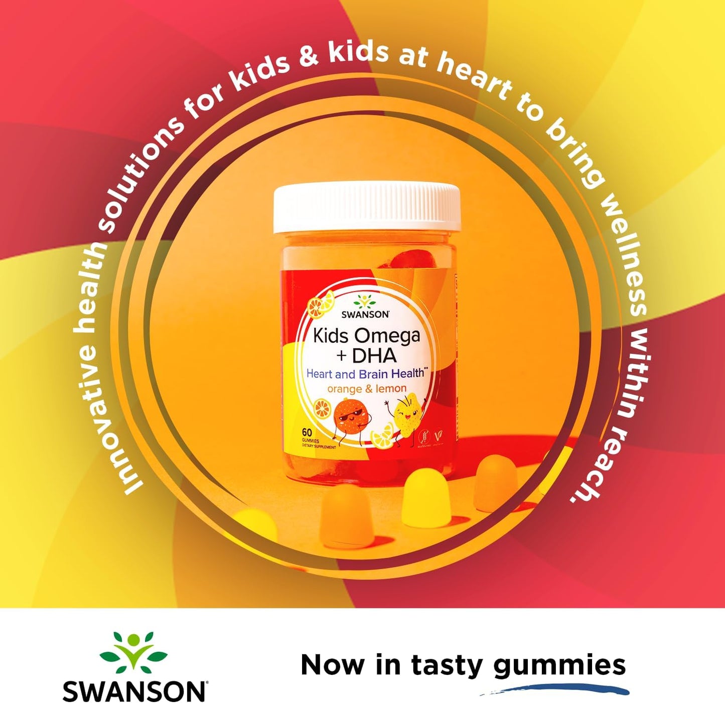 Swanson Kids Omega + DHA Gummies - Wellness Supplement Promoting Brain & Heart Health