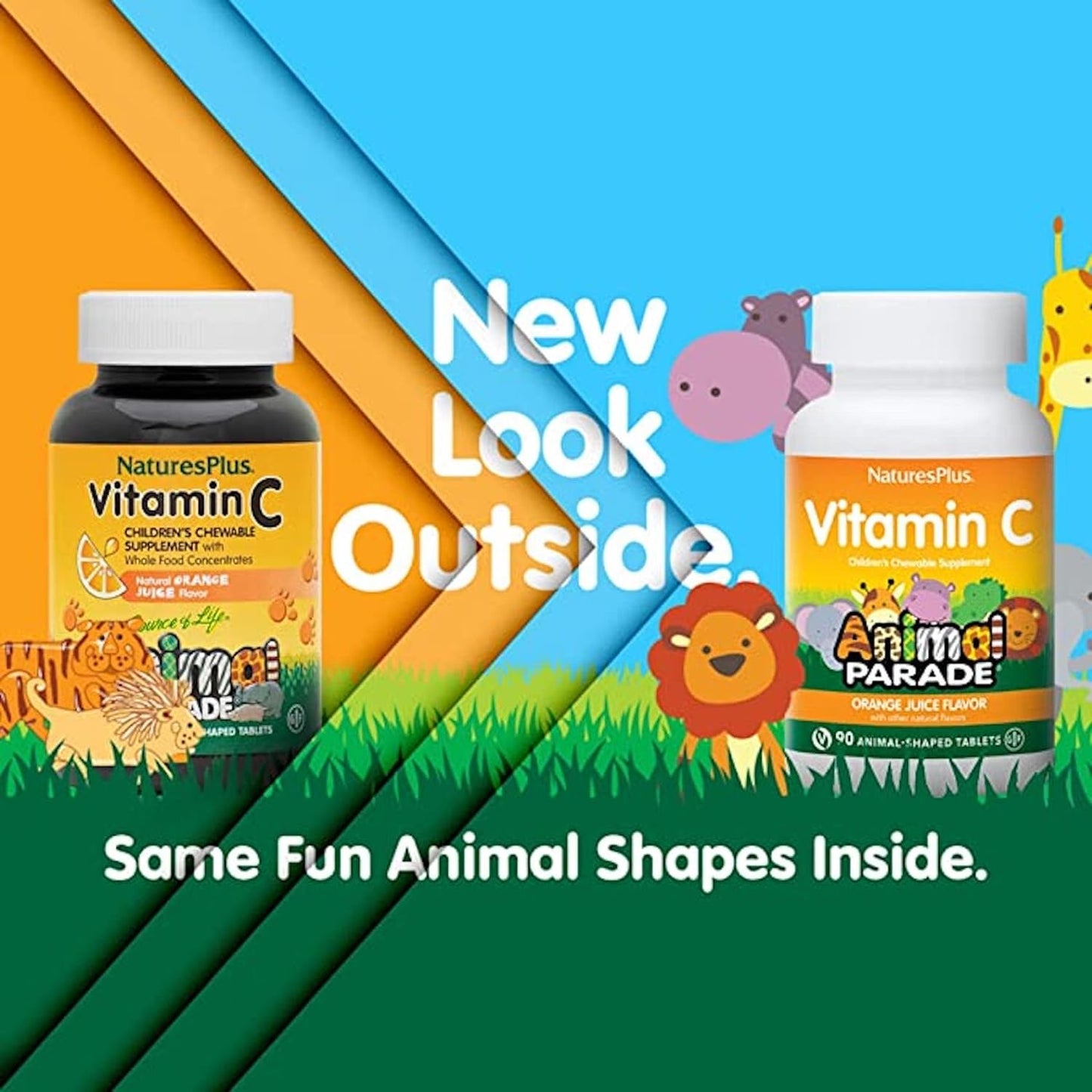 NaturesPlus Animal Parade Vitamin C Children's Chewable - 90 Animal-Shaped Tablets