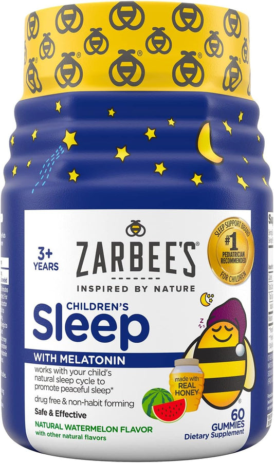 Zarbee's Kids Melatonin Gummy 1 mg Childrens Sleep Aid 60 Gummies