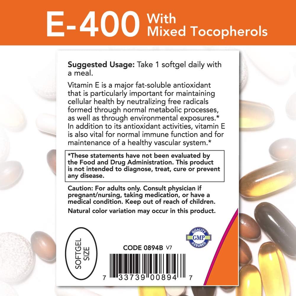 NOW E-400 Vitamin E-400 IU , 250 Softgels