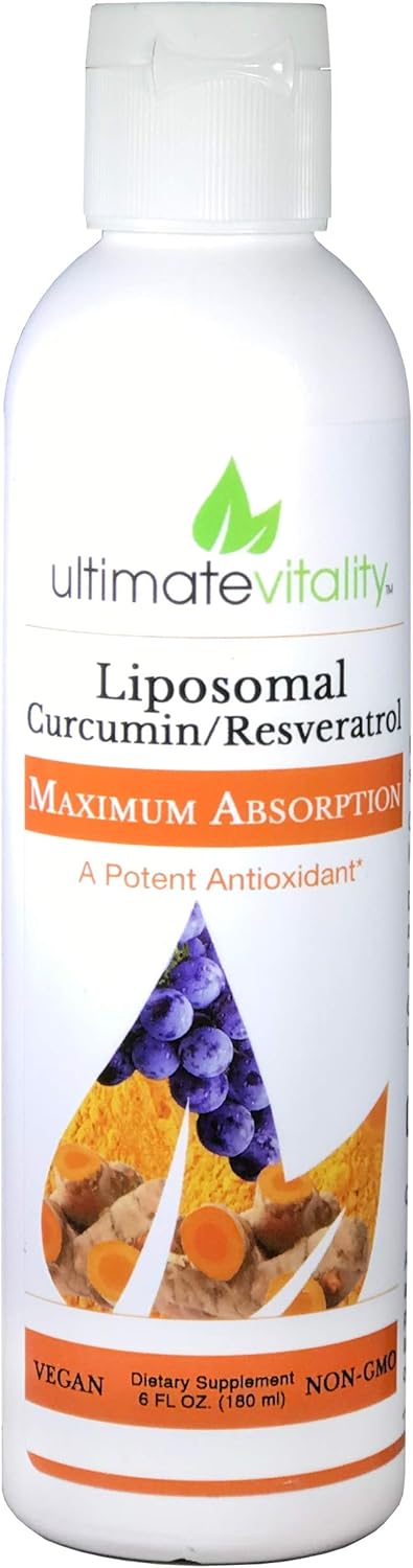 UltimateVitality Liposomal Curcumin Liquid, Liposomal  Enhanced with Resveratrol 6 FL oz