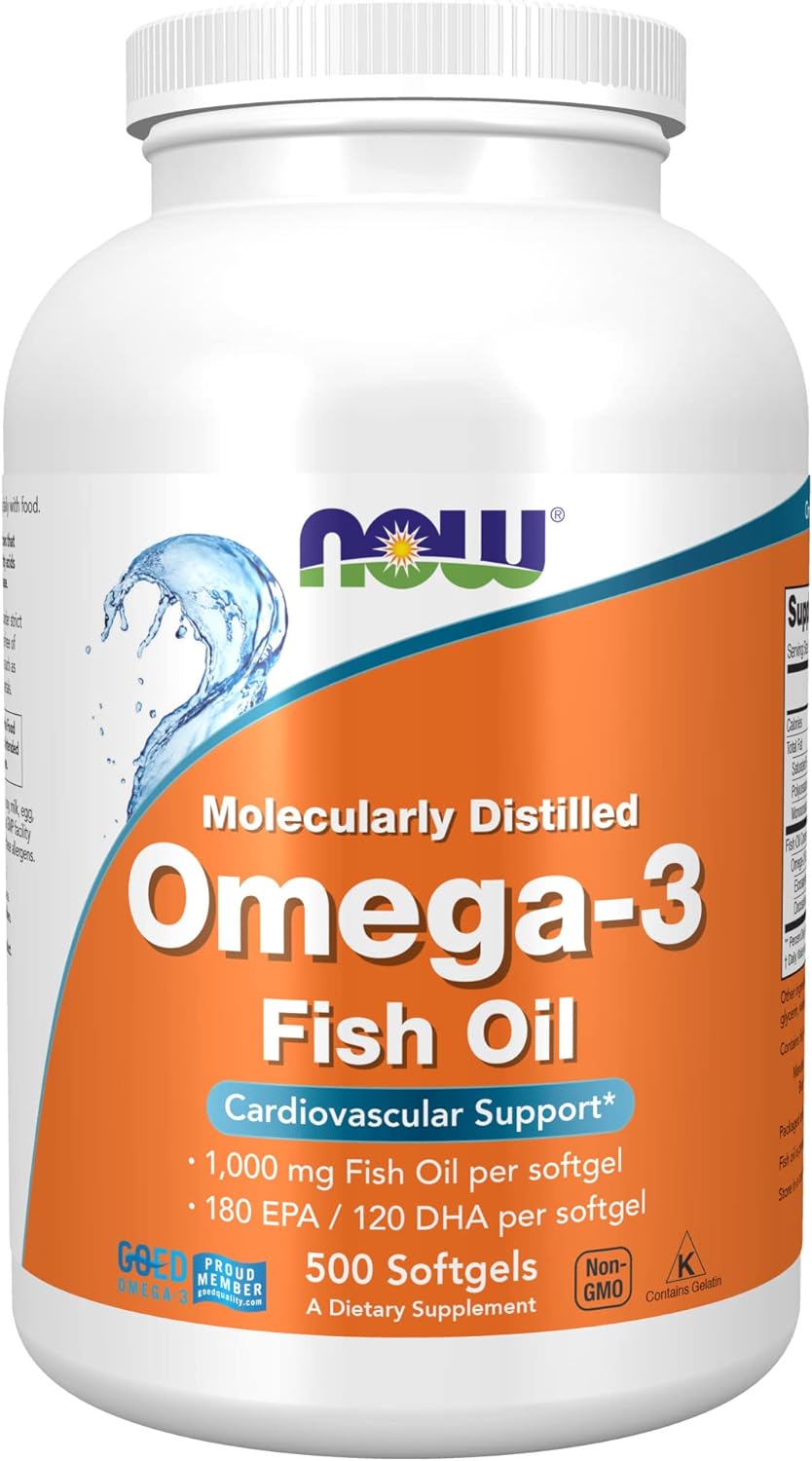 NOW Foods Omega-3 Molecularly Distilled Fish Oil -500 Softgels