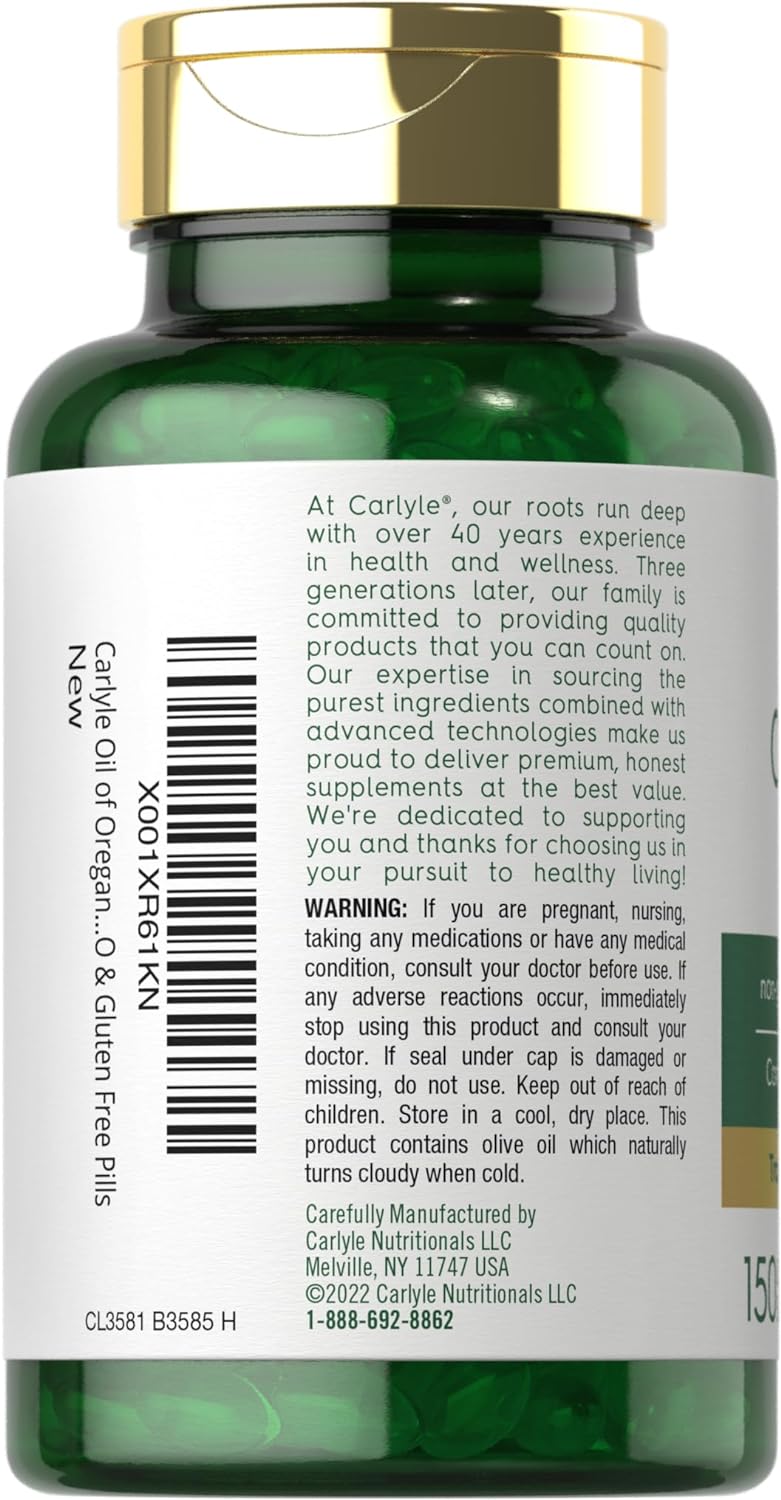 Carlyle Oregano Oil Extract  Max Potency 150 Softgel