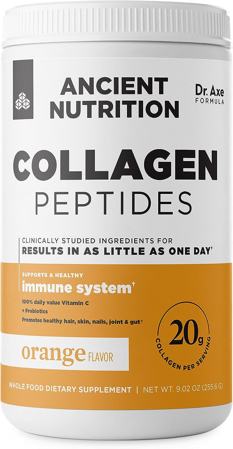 Ancient Nutrition Collagen Peptides, Vitamin C 12 Servings, 20g Collagen per Serving