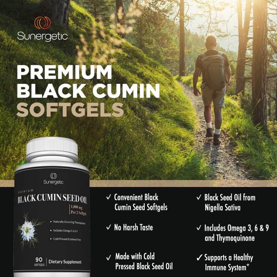 Sunergetic Premium Black Cumin Seed Oil Softgels –90 count