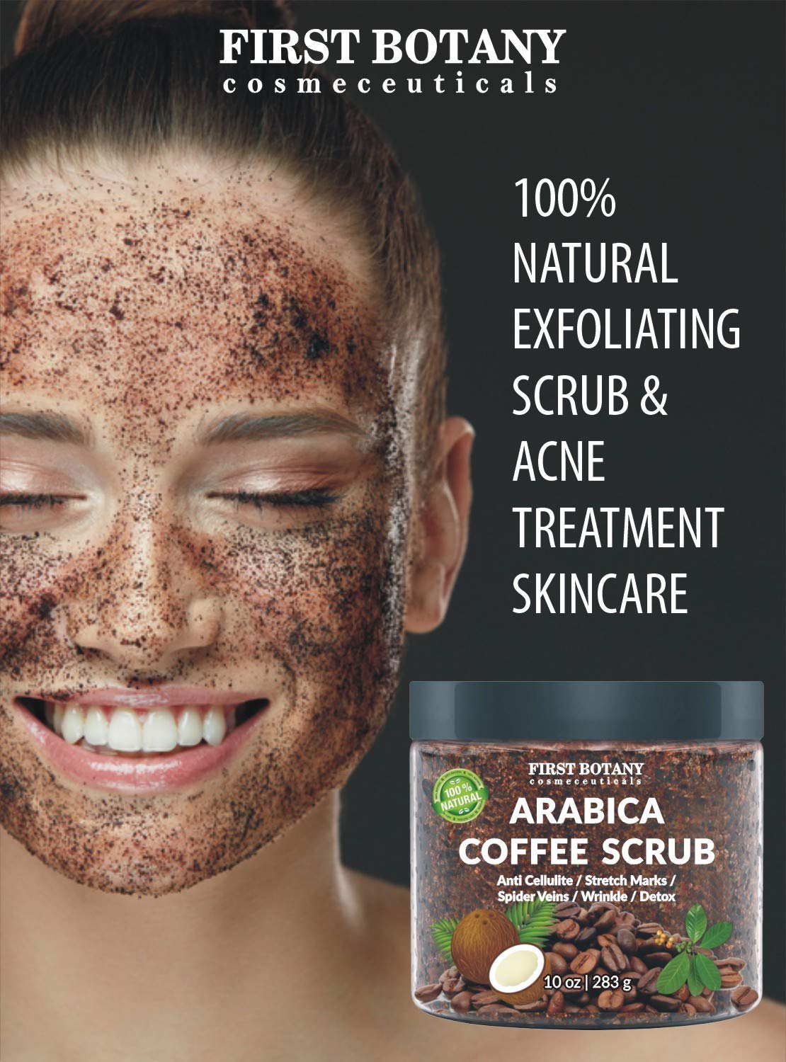 100% Natural Arabica Coffee Scrub with Organic , Coconut and Shea Butter