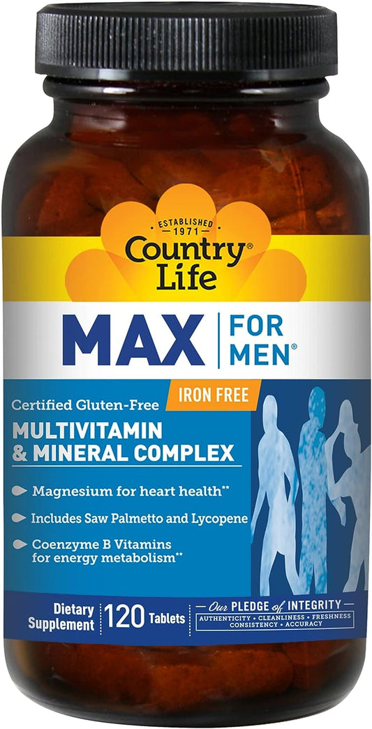 Country Life Max for Men, Multivitamin & Mineral Complex,120 count