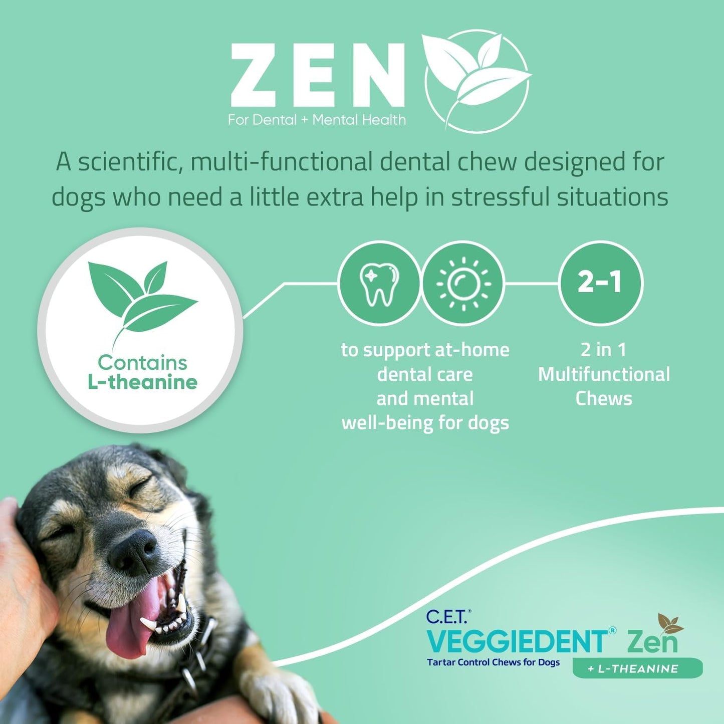 Virbac C.E.T. VEGGIEDENT Zen Tartar Control Chews for Dogs - Large