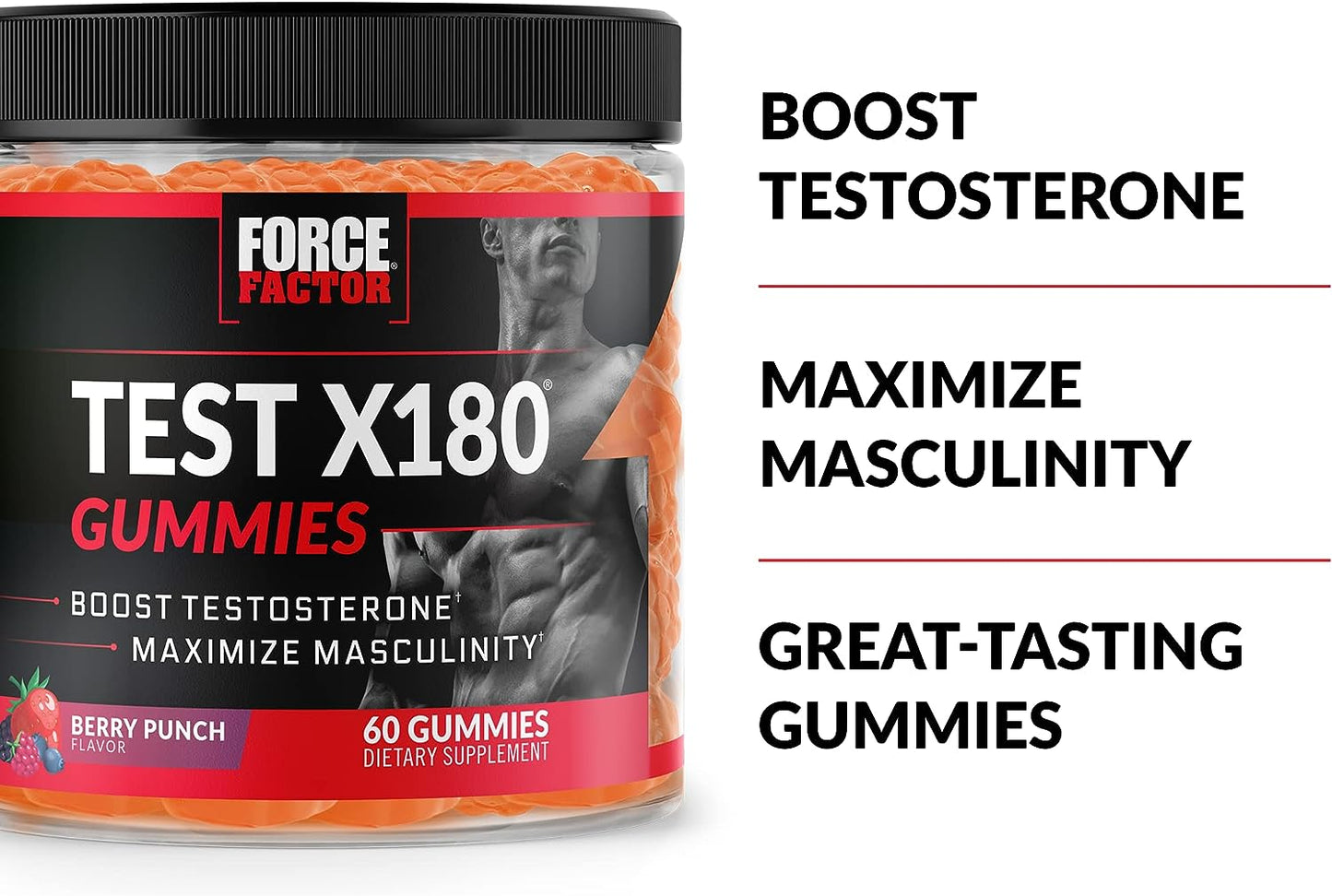 Force Factor Test X180 Gummies Testosterone Booster for Men 60 Gummies