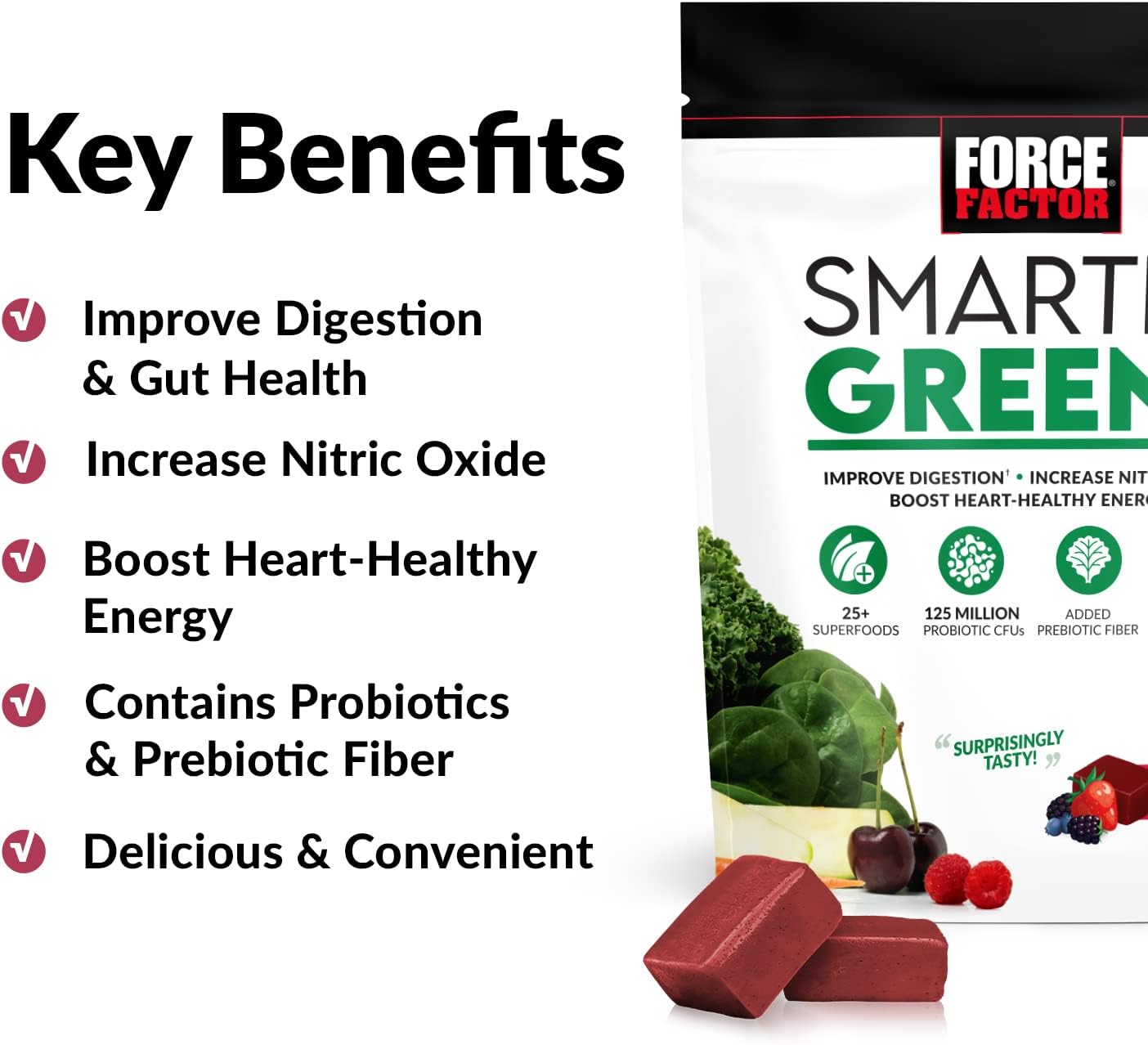 FORCE FACTOR Smarter Greens Superfood Chews, 60 soft chews