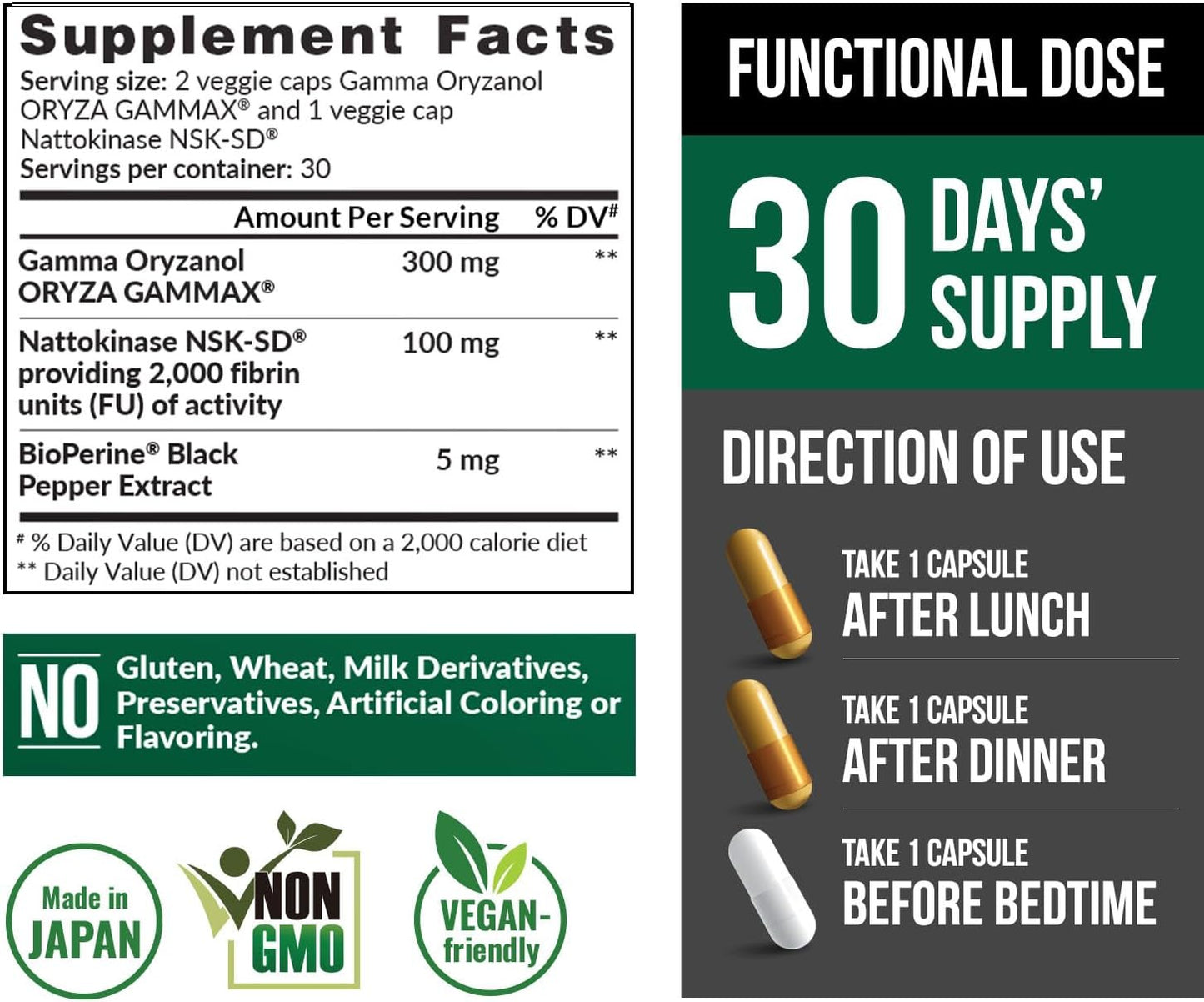 LABO Nutrition VesseCLEAR CX: Nattokinase NSK-SD + Gamma Oryzanol