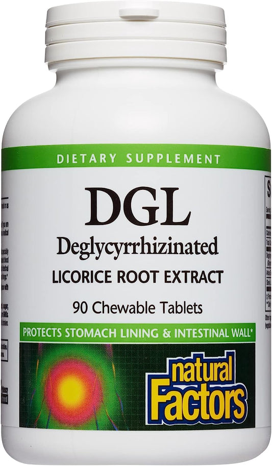 Natural Factors, Chewable DGL 400 mg, Licorice Extract for Healthy Digest, 90 Tablets