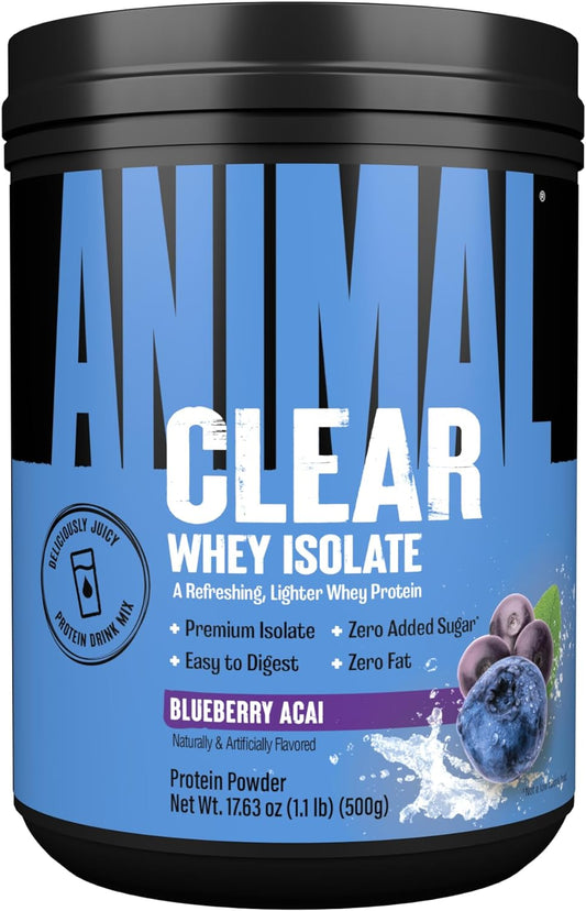 Clear Whey Isolate Protein Powder - Easy to Digest and Mix, 5g BCAA,  Blueberry Acai 500g