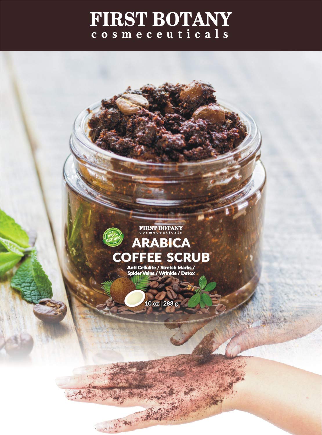 100% Natural Arabica Coffee Scrub with Organic , Coconut and Shea Butter