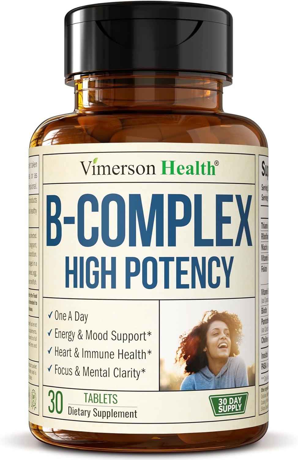 Vitamin B Complex with Vitamin B12, Niacin, Vitamin B2, Vitamin B6, Folic Acid 400mcg 30 tablets