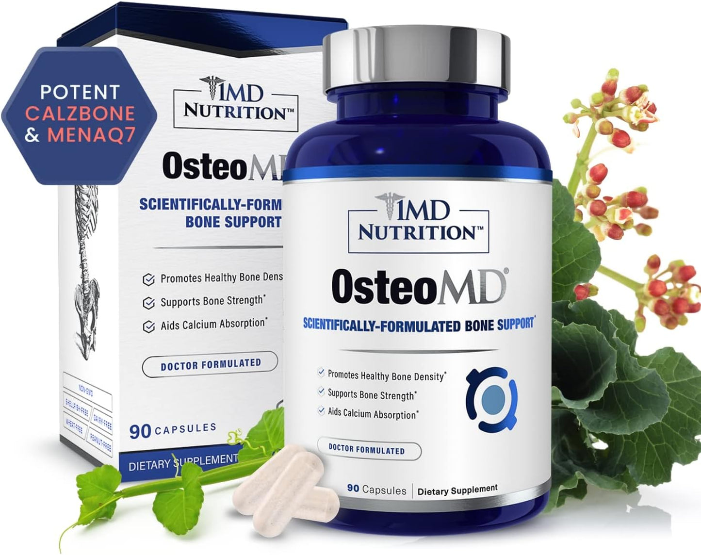 1MD Nutrition OsteoMD for Comprehensive Support - Supplement for Women and Men - 90 capsules