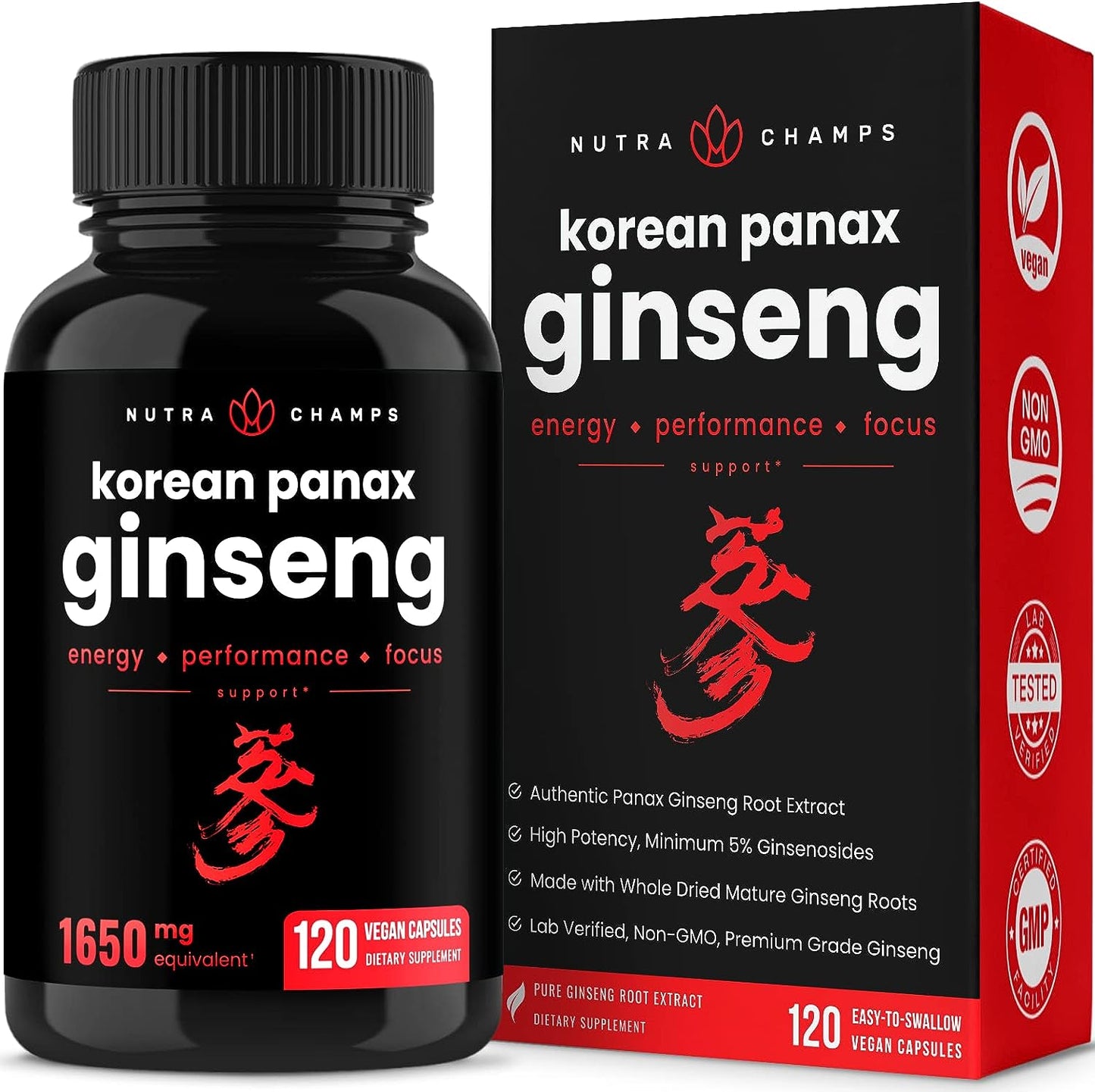 NutraChamps Korean Red Panax Ginseng Capsules - 120 count