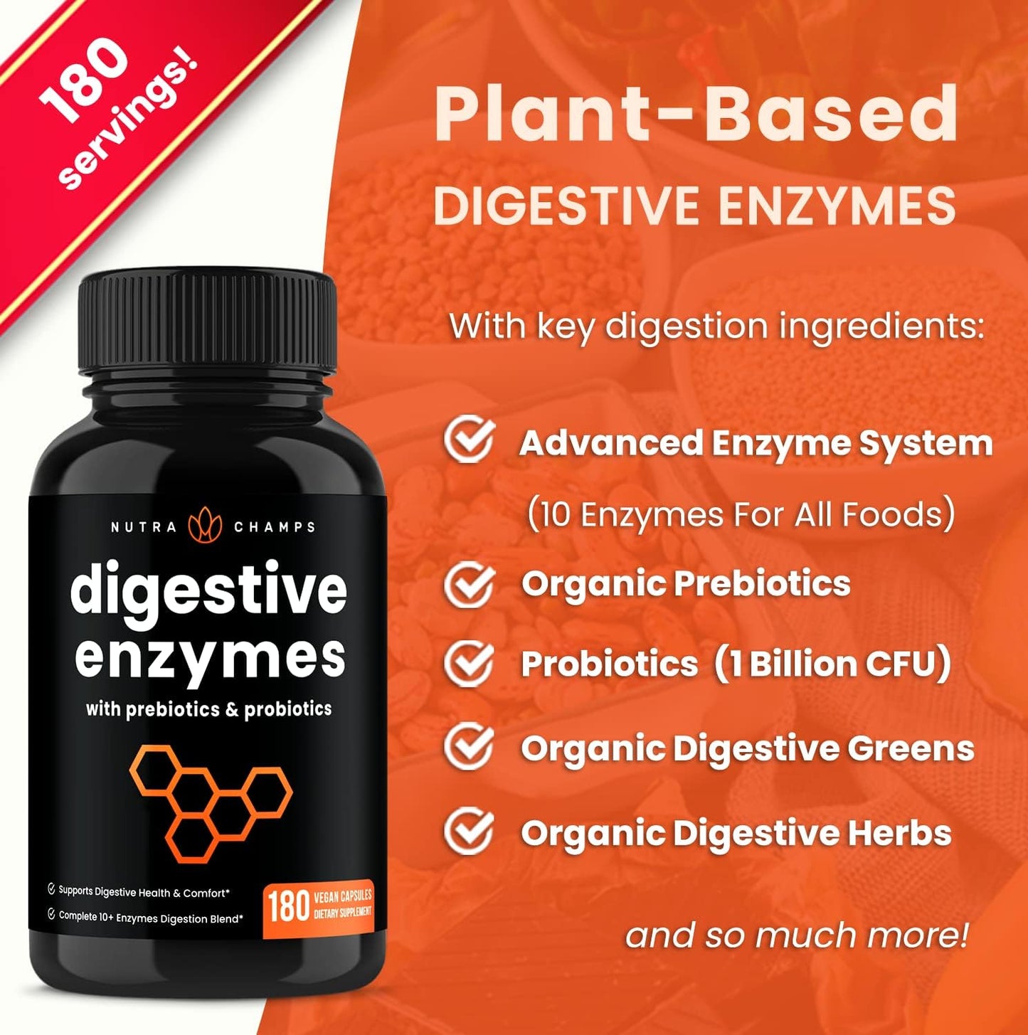 Digestive Enzymes with Probiotics and Prebiotics | 180 Servings