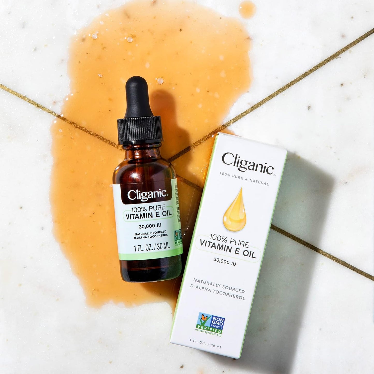 Cliganic 100% Pure Vitamin E Oil for Skin, Hair & Face - 30,000 IU, 1 floz