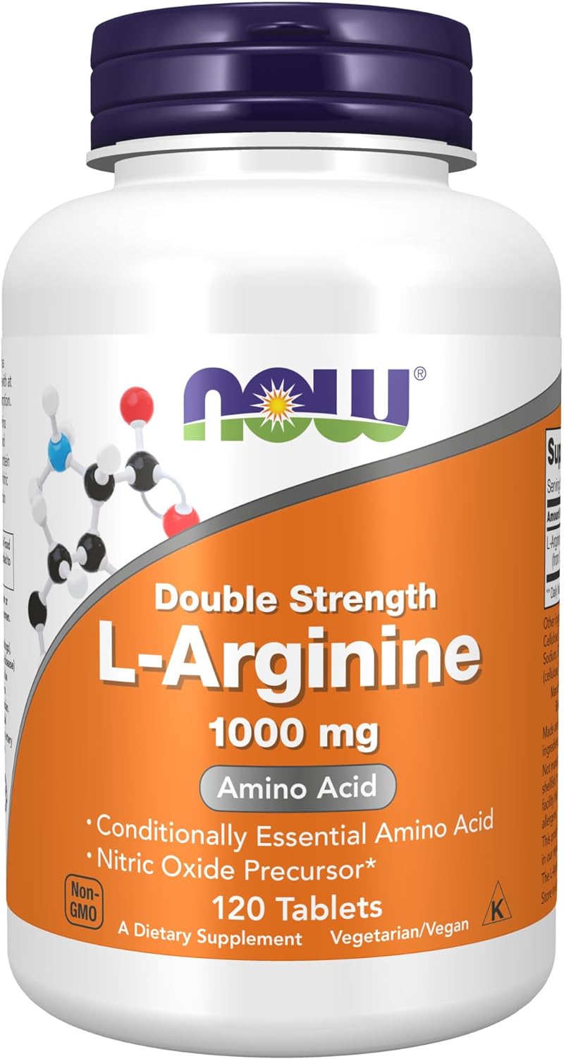 NOW Supplements, L-Arginine 1,000 mg, Nitric Oxide Precursor*, Amino Acid, 120 Tablets