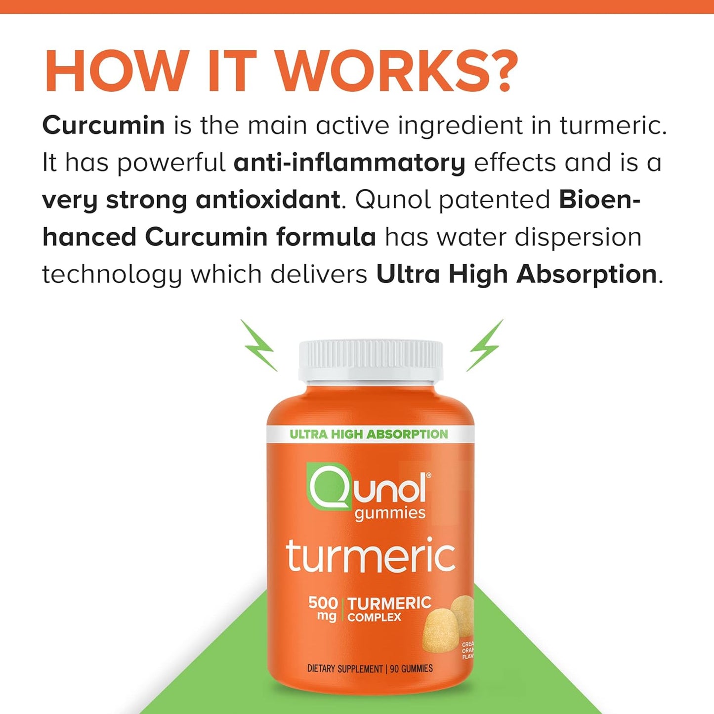 Qunol Turmeric Gummies, Qunol Gummy with 500mg Turmeric, 90 Gummies