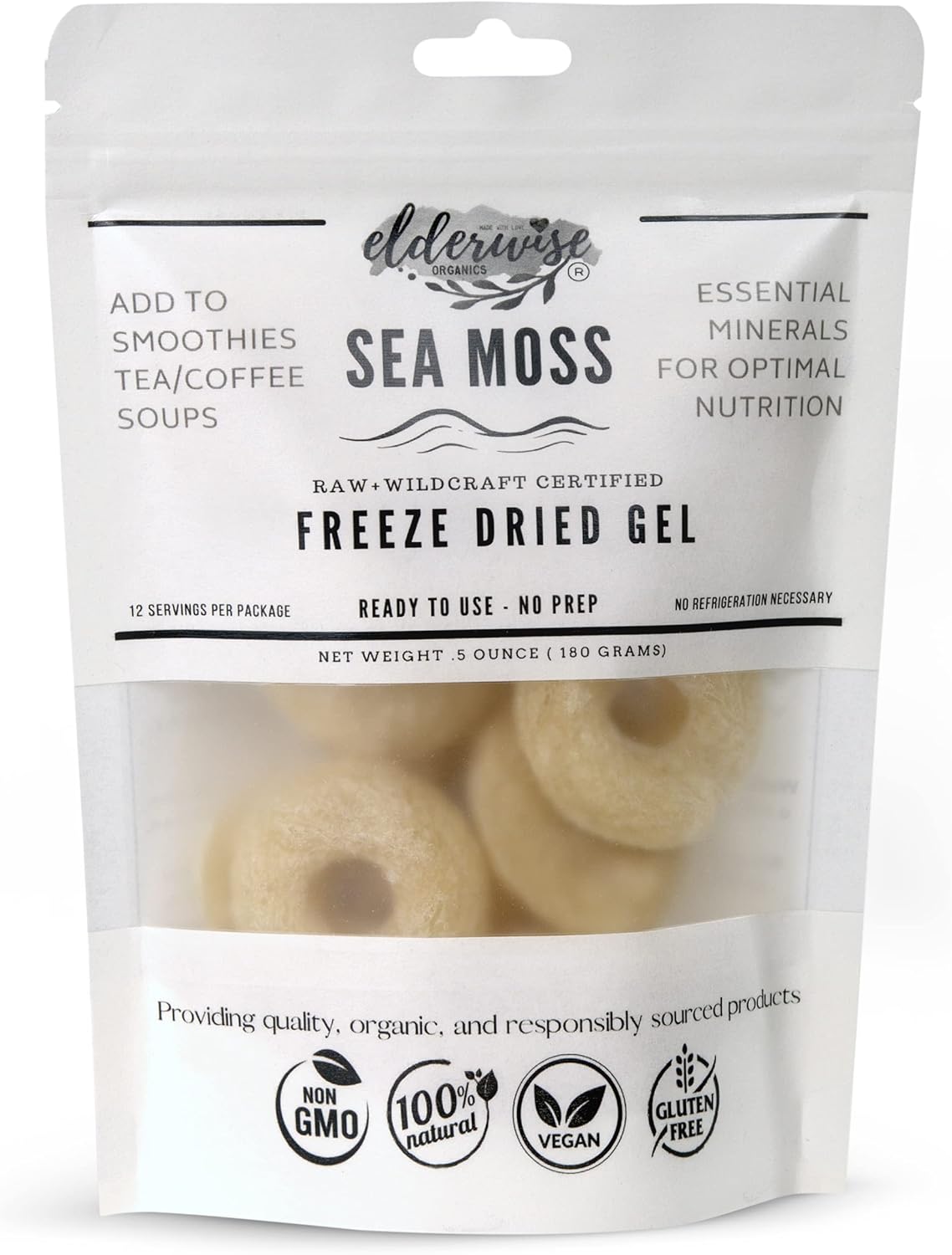 Elderwise Organics Sea Moss Gel –Refrigeration Required (12 pcs)