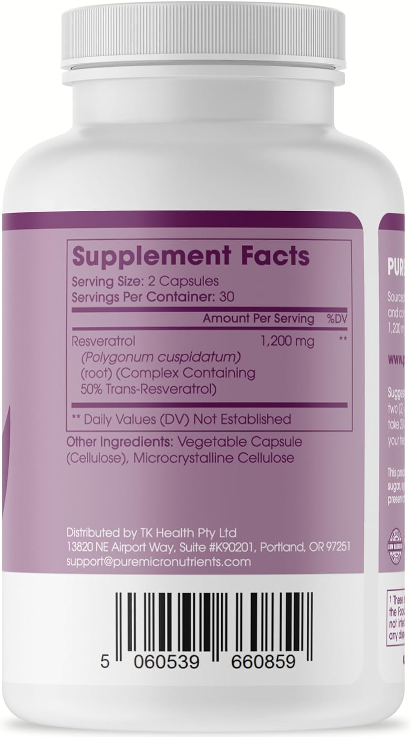 Pure Micronutrients - Pure Resveratrol Supplement 60 Vegan Capsules