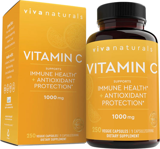 Viva Naturals Vitamin C 1000mg - Non-GMO Vitamin C Supplements 250 cpsules