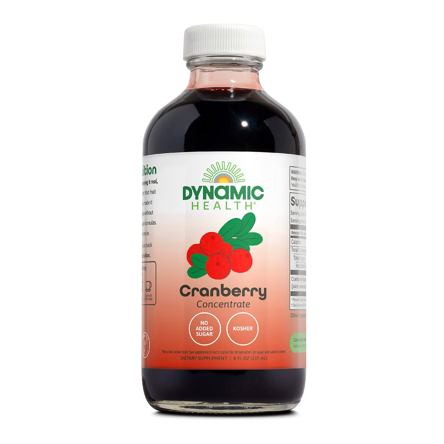 Dynamic Health Pure Cranberry Unsweetened 100% Juice Concentrate, Natural Antioxidant Supplement, 16 Servings, 16oz