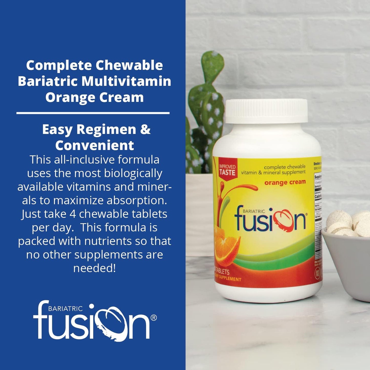 Bariatric Fusion Orange Cream Flavored Complete Chewable -  120 Tablets