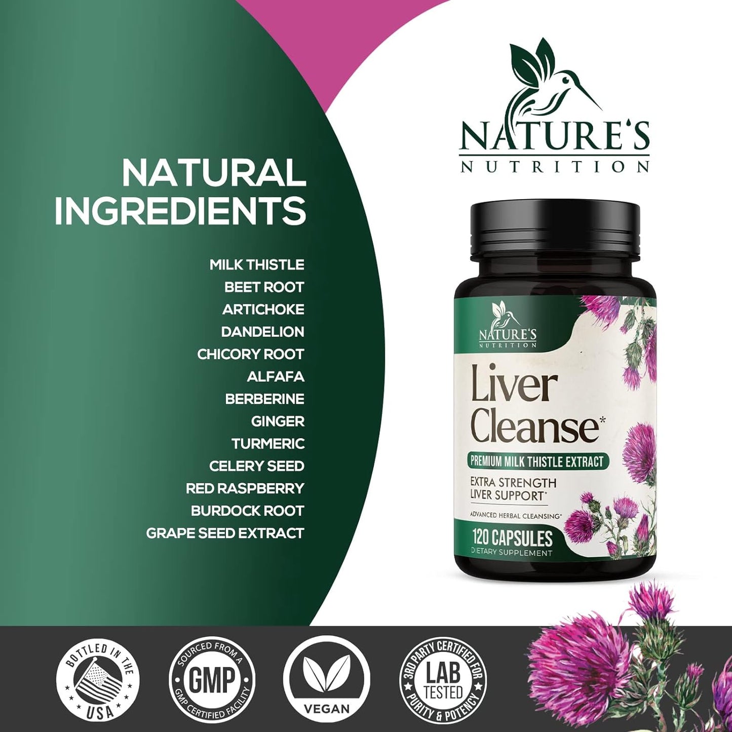 Liver Cleanse Detox & Repair Formula - Herbal Liver Support Supplement - 120 Capsules