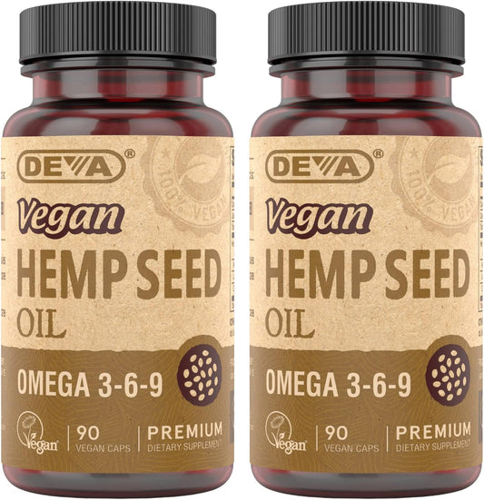 DEVA Vegan Vitamins Hemp Oil - Omega 3 6 9 - 90 Vegan Capsules