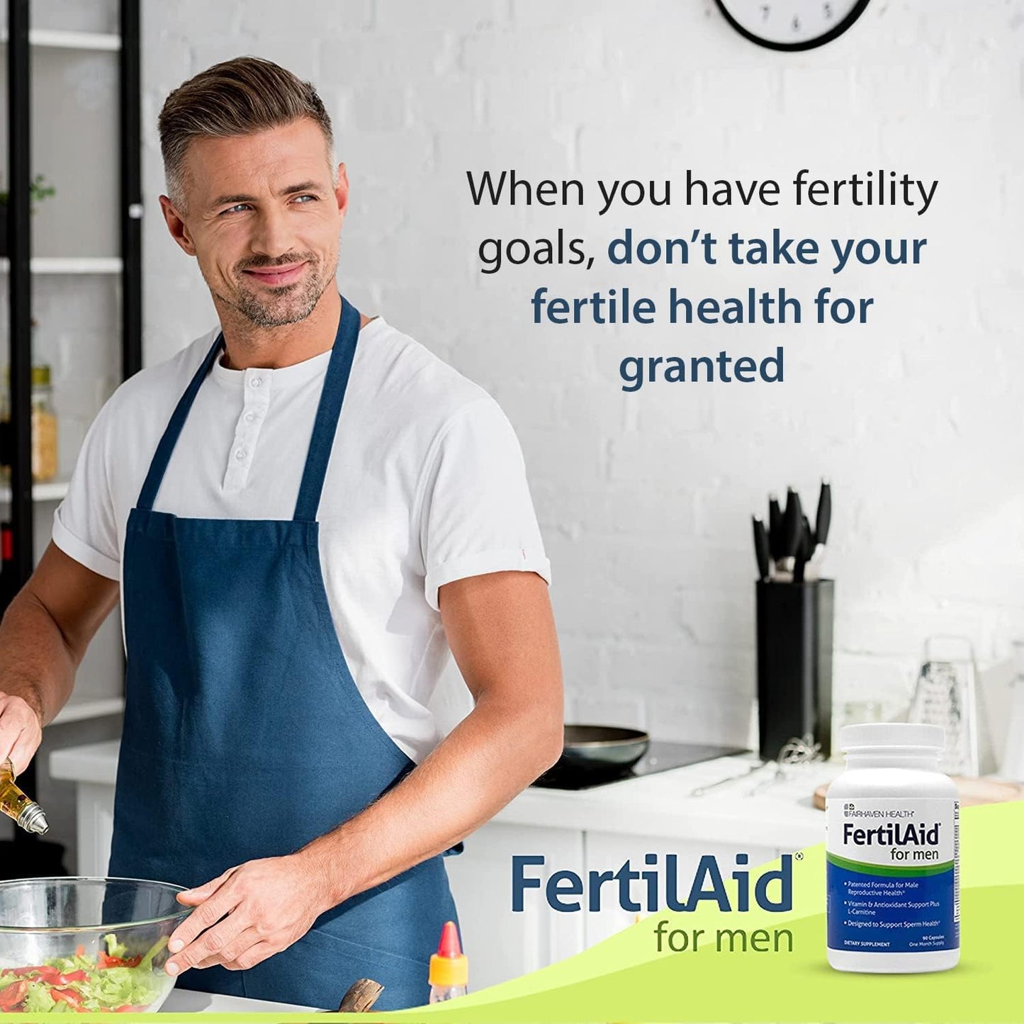 Fairhaven Health FertilAid for Men Prenatal Male Fertility Supplement 90 Capsules