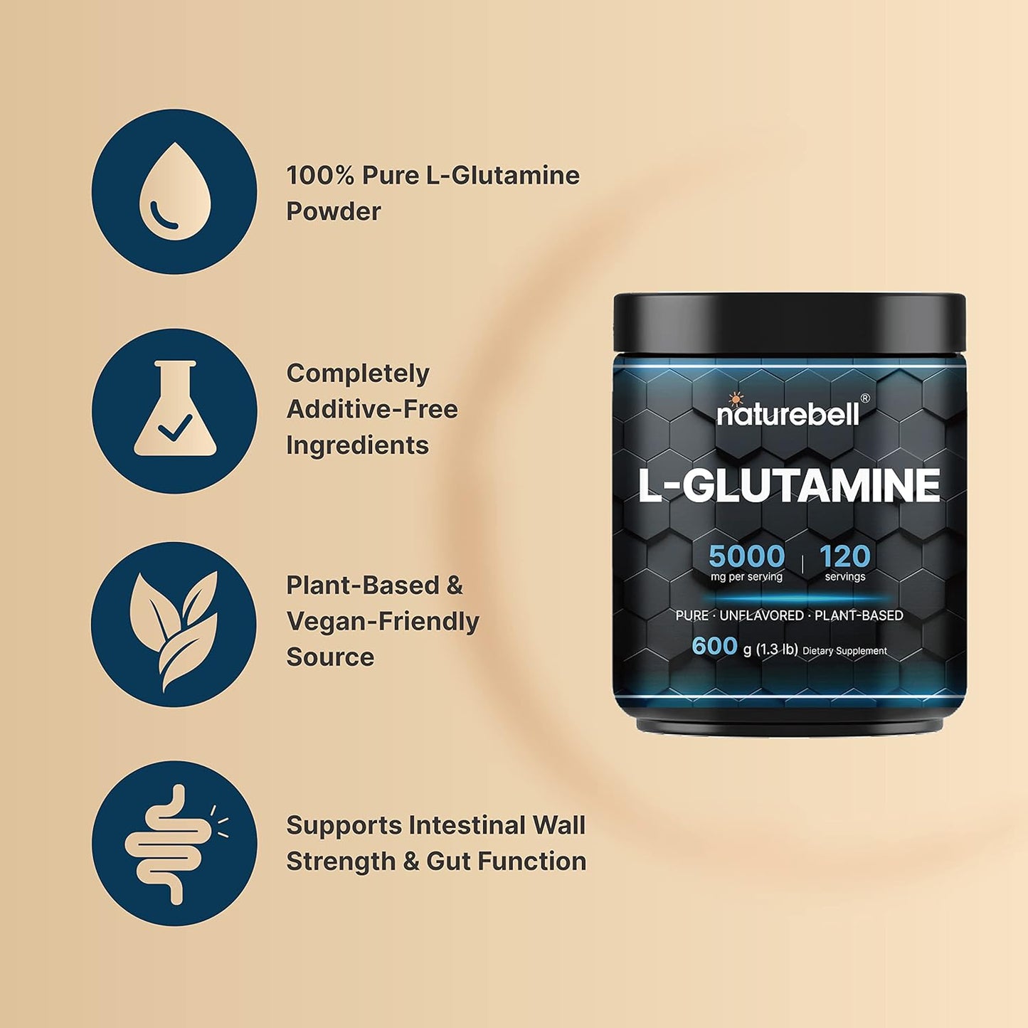 NatureBell L-Glutamine Powder Gut Health