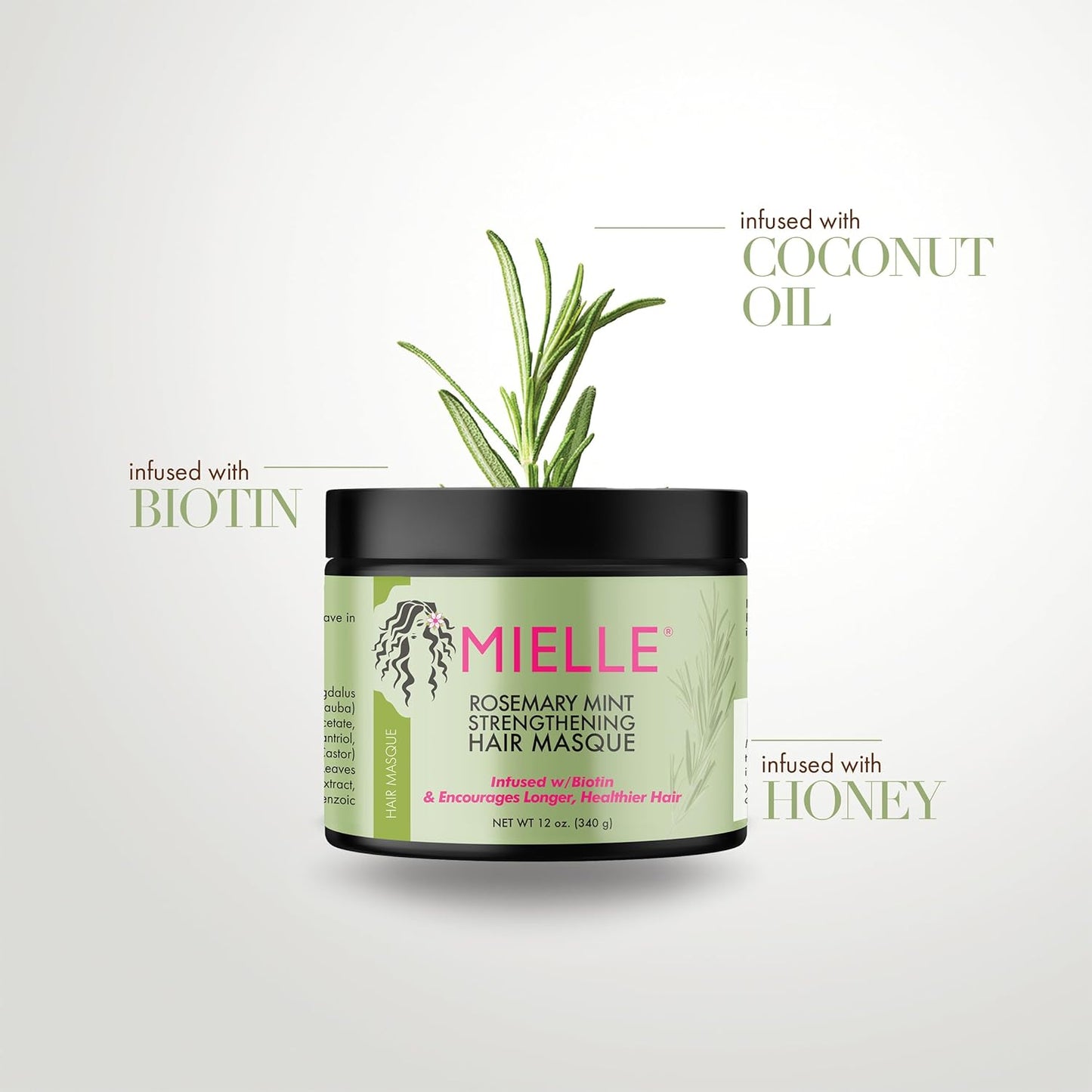 Mielle Organics Rosemary Mint Strengthening Hair Masque, Essential Oil & Biotin